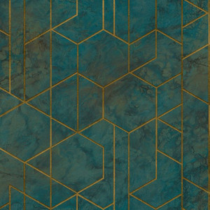 GoodHome Vinyl Wallpaper on Fleece Diap, turquoise