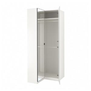 PAX / FARDAL/ÅHEIM Corner wardrobe, high-gloss white/mirror glass, 110/88x236 cm