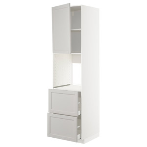 METOD / MAXIMERA Hi cab f ov w dr/2 frnts/2 hi drwrs, white/Lerhyttan light grey, 60x60x220 cm