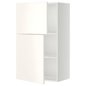 METOD Wall cabinet with shelves/2 doors, white/Veddinge white, 60x100 cm