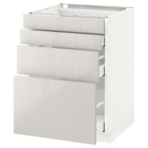 METOD/MAXIMERA Base cab 4 frnts/4 drawers, white/Ringhult light grey, 60x61.8x88 cm