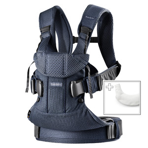 BABYBJORN - Baby Carrier ONE AIR, Navy Blue with Bib for Baby Carrier One 0-36m