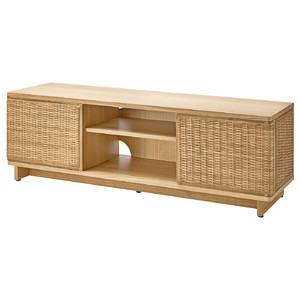 FRYKSÅS TV bench, rattan, 157x41x49 cm