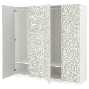 PAX / MISTUDDEN Wardrobe combination, white/grey patterned, 200x60x201 cm