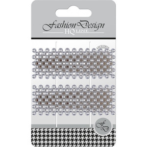 Fashion Design Hair Snap Clip, silver pearl, 2pcs