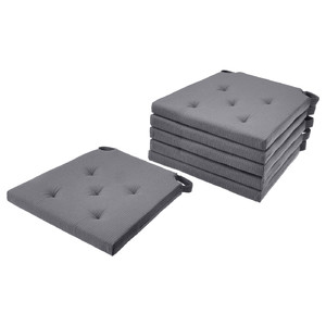 JUSTINA Chair pad, grey, 42/35x40x4 cm, 6 pack