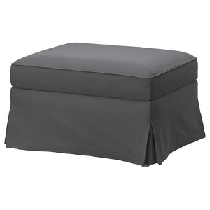 EKTORP Footstool with storage, Hakebo dark grey