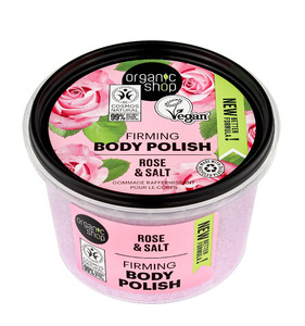 ORGANIC SHOP Firming Rose & Salt Body Polish Scrub 99% Natural Vegan 250ml