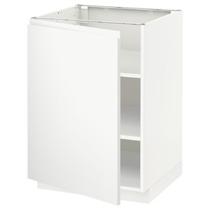 METOD Base cabinet with shelves, white/Voxtorp matt white, 60x60 cm