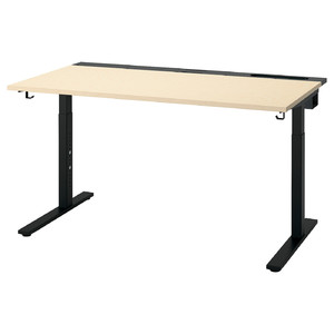 MITTZON Desk, birch veneer/black, 140x80 cm