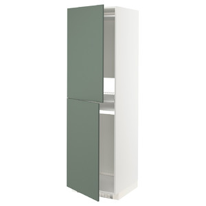 METOD High cabinet for fridge/freezer, white/Bodarp grey-green, 60x60x200 cm