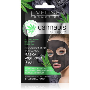 Eveline Cannabis Skin Care Purifying & Mattifying Charcoal Mask 3in1 7ml