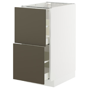 METOD / MAXIMERA Base cb 2 fronts/2 high drawers, white/Havstorp brown-beige, 40x60 cm