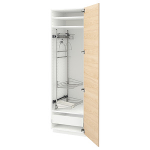 METOD / MAXIMERA High cabinet with cleaning interior, white/Askersund light ash effect, 60x60x200 cm