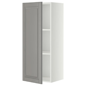 METOD Wall cabinet with shelves, white/Bodbyn grey, 40x100 cm