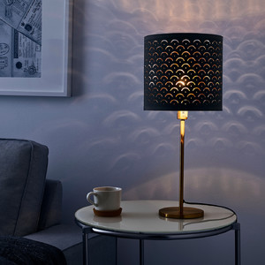 NYMÖ / SKAFTET Table lamp, black brass/brass