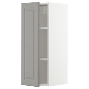 METOD Wall cabinet with shelves, white/Bodbyn grey, 30x80 cm