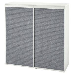 PLATSA Cabinet with 2 sliding doors, white Larkollen/dark grey, 120x42x123 cm
