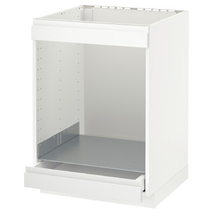 METOD / MAXIMERA Base cab for hob+oven w drawer, white, Voxtorp matt white white, 60x60 cm