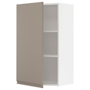 METOD Wall cabinet with shelves, white/Upplöv matt dark beige, 60x100 cm