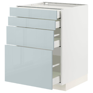 METOD / MAXIMERA Base cab 4 frnts/4 drawers, white/Kallarp light grey-blue, 60x60 cm