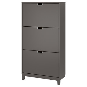 STÄLL Shoe cabinet with 3 compartments, dark grey, 79x29x148 cm