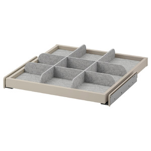 KOMPLEMENT Pull-out tray with divider, beige/light grey, 50x58 cm