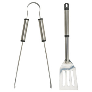 GRILLTIDER 2-piece barbecue tools set, stainless steel