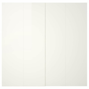 HASVIK Pair of sliding doors, high-gloss white, 200x236 cm