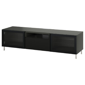 BESTÅ TV bench, dark grey Selsviken/Fällsvik anthracite, 180x42x48 cm