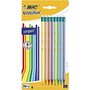 BIC Evolution Pencil with Eraser Stripes 12pcs