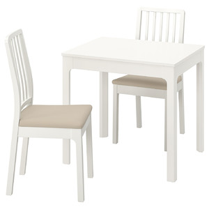 EKEDALEN / EKEDALEN Table and 2 chairs, white/Hakebo beige, 80/120 cm