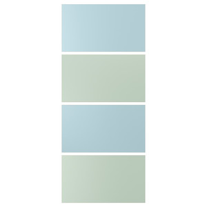 MEHAMN 4 panels for sliding door frame, light blue/light green, 100x236 cm