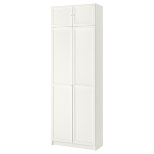 BILLY / OXBERG Bookcase w height extension ut/drs, white, 80x42x237 cm