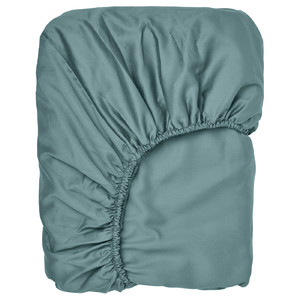 NATTJASMIN Fitted sheet, blue-green, 160x200 cm