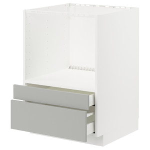 METOD / MAXIMERA Base cabinet f combi micro/drawers, white/Havstorp light grey, 60x60 cm