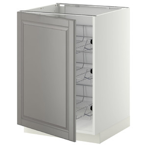 METOD Base cabinet with wire baskets, white/Bodbyn grey, 60x60 cm