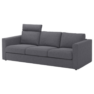 VIMLE 3-seat sofa, with headrest/Gunnared medium grey