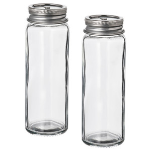 CITRONHAJ Salt and pepper shakers, clear glass/stainless steel, 12 cm