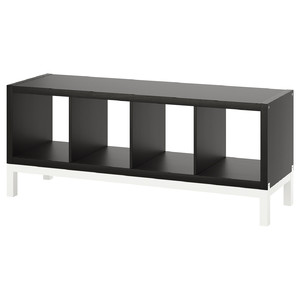 KALLAX Shelving unit with underframe, black-brown/white, 147x59 cm