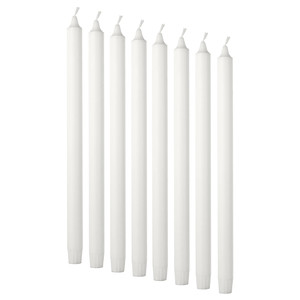 JUBLA Unscented candle, white, 35 cm, 8 pack
