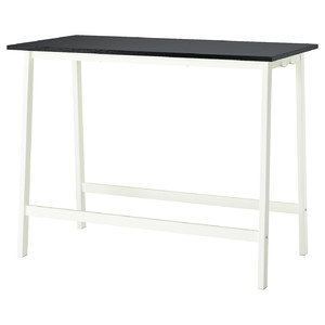 MITTZON Conference table, black stained ash veneer/white, 140x68x105 cm