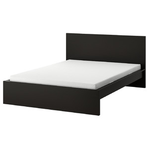 MALM Bed frame with mattress, black-brown/Åbygda medium firm, 140x200 cm