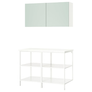 ENHET Storage combination, white/pale grey-green, 123x63.5x207 cm