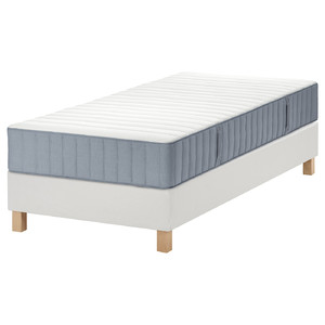 LYNGÖR Divan bed, Valevåg medium firm/light blue white, 90x200 cm