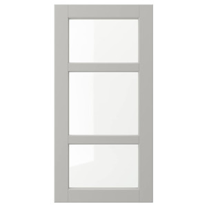 LERHYTTAN Glass door, light grey, 40x80 cm