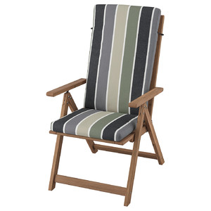 NÄMMARÖ Reclining chair, outdoor, light brown stained Frösön/Duvholmen/multicolour stripe pattern