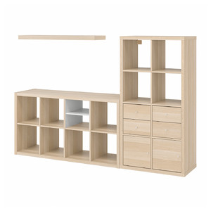 KALLAX / LACK Storage combination with shelf, white stained oak effect, 224x39x147 cm