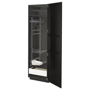 METOD / MAXIMERA High cabinet with cleaning interior, black/Lerhyttan black stained, 60x60x200 cm