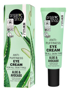 ORGANIC SHOP Anti-Puffiness Eye Cream Aloe & Avocado 99% Natural Vegan 30ml
